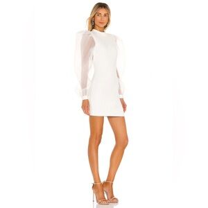NBD Bao Dress – Ivory (S) 🤍 | Sheer Organza Sleeves | Mock Neck | NWT